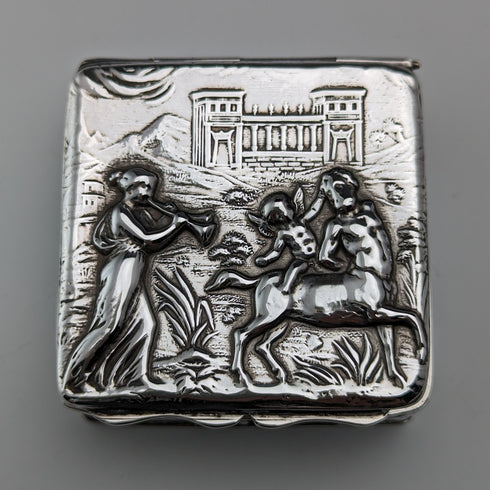 1897年 英国アンティーク 純銀製 角形ボックス 60g George Nathan & Ridley Hayes